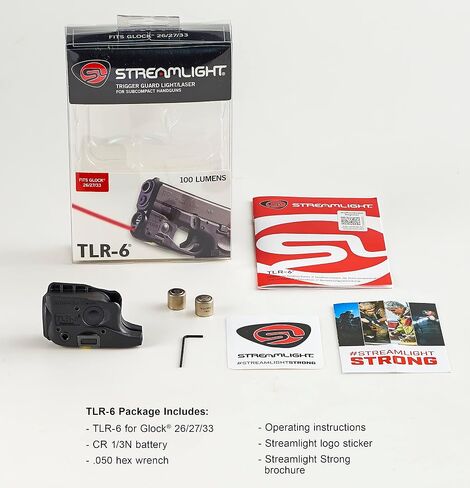 Streamlight 69272 TLR-6 ضوء سلاح تكتيكي 100 لومن مع ليزر أحمر متكامل مصمم حصريًا وحصريًا لغلوك 26/27/28/33/39، أسود in Kuwait