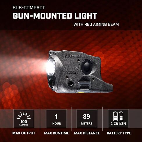 Streamlight 69272 TLR-6 ضوء سلاح تكتيكي 100 لومن مع ليزر أحمر متكامل مصمم حصريًا وحصريًا لغلوك 26/27/28/33/39، أسود in Kuwait