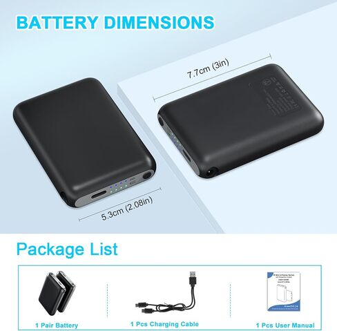 5V 6000mAh Rechargeable Battery for Heated Socks, 4 Levels Temperatures Setting Mini Batteries for Heated Insoles, Heated Shoe Inserts (1Pair) in Saudi Arabia
