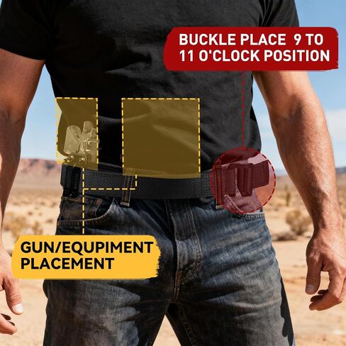 Conceal Carry Belt for Men - 1.5" EDC CCW Nylon Gun Belts for Mens- Hybrid Design Rigid Gear Support & Flexible Comfort in Saudi Arabia
