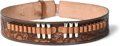 Full Grain Buff Leather Ammo Cartridge Belt – .22 (5mm) Caliber Bandolier Style Gun Belt for Men ( in Saudi Arabia