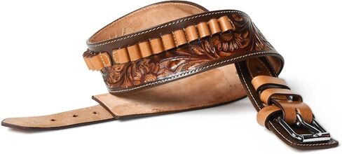 Full Grain Buff Leather Ammo Cartridge Belt – .22 (5mm) Caliber Bandolier Style Gun Belt for Men ( in Saudi Arabia