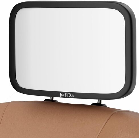 Leo and Ella Patent-Pending Rear-facing Baby Car Mirror for Fixed Headrest, Tesla Compatible, Shatterproof Mirror with Elastic Band Mount Crystal Clear View of Newborn in Kuwait