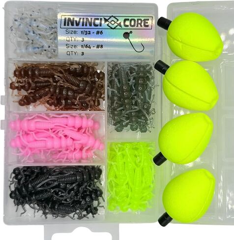 Creek BugZ 101-Piece Stonefly Fishing Lure Kit - 1.375" Crappie Trout Panfish Bait Set with Jig Heads, Hi-Viz Floats & Tackle Box in Saudi Arabia