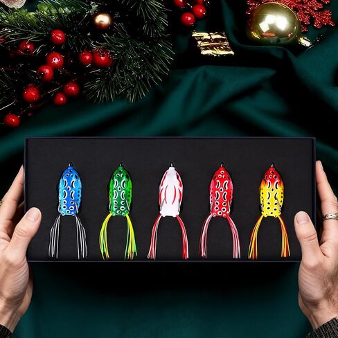 5PCS Frog Lures for TopWater Bass Fishing Lures,Freshwater and Saltwater Fishing Gear Kit for 2025 Xmas Surprise Gift in Kuwait