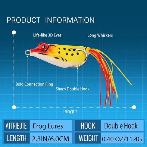 5PCS Frog Lures for TopWater Bass Fishing Lures,Freshwater and Saltwater Fishing Gear Kit for 2025 Xmas Surprise Gift in Kuwait