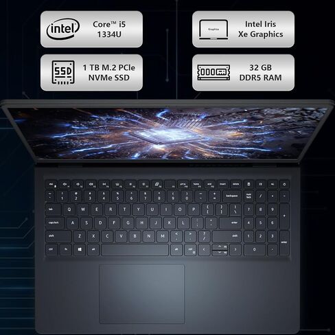 لاب توب ديل 15 DC15250 بشاشة لمس 15.6 بوصة فل اتش دي، انتل كور i5-1334U، كوبيلوت ايه اي، 32 جيجا رام و1 تيرابايت اس اس دي، ويندوز 11 برو و1 سنة مايكروسوفت اوفيس 365 in Kuwait