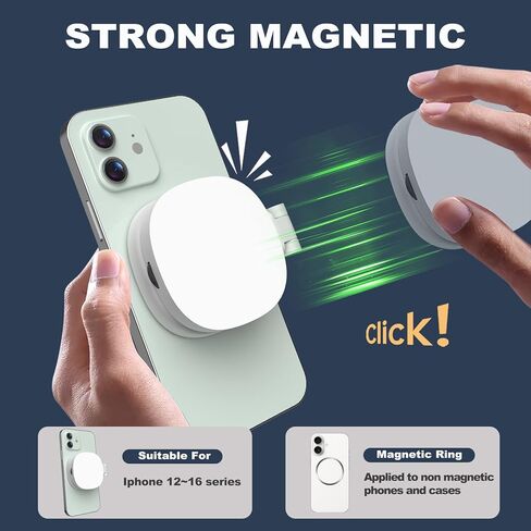 ضوء سيلفي مغناطيسي، ضوء هاتف متوافق مع MagSafe iPhone وAndroid، ضوء حلقة LED محمول لصور السيلفي/التصوير الفوتوغرافي/تسجيل الفيديو/TikTok/Vlog/مكالمات التكبير/المؤتمرات/المكياج (أبيض) in Kuwait