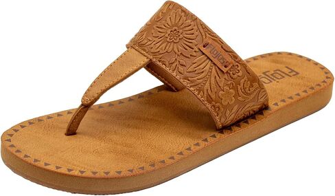 Flojos Women's Grace Flat Sandal, Black/TAN, 7 in Kuwait
