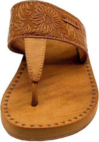 Flojos Women's Grace Flat Sandal, Black/TAN, 7 in Kuwait
