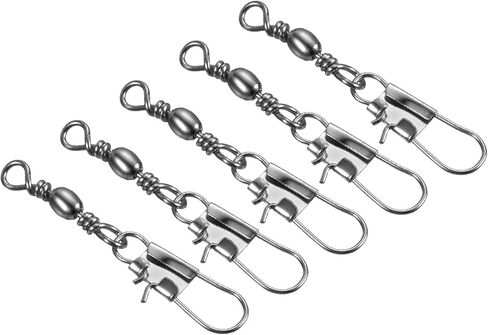 Fishing Barrel Swivel with Interlock Snap, 50Pcs 11lb Carbon Steel Solid Ring Terminal Tackle for Saltwater Freshwater Fishing, Black in Saudi Arabia