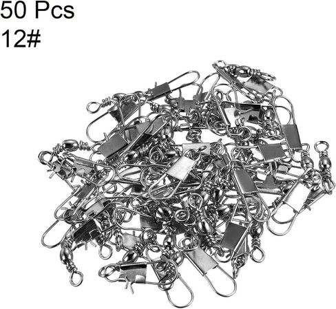 Fishing Barrel Swivel with Interlock Snap, 50Pcs 11lb Carbon Steel Solid Ring Terminal Tackle for Saltwater Freshwater Fishing, Black in Saudi Arabia