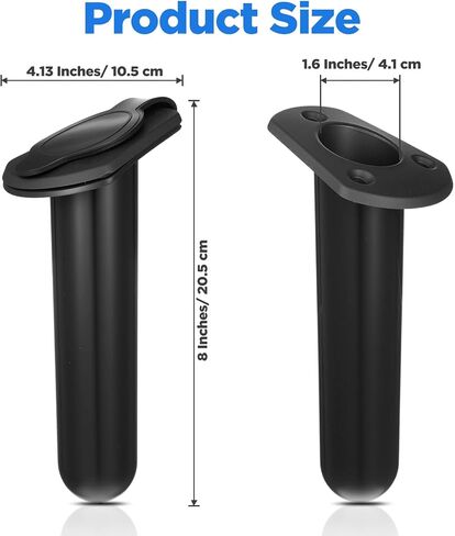 4 Pcs Kayak Deck Flush Mount Fishing Rod Holder with Cap Cover for Boat, Canoe and Tackle Accessory Tools, Black in Saudi Arabia