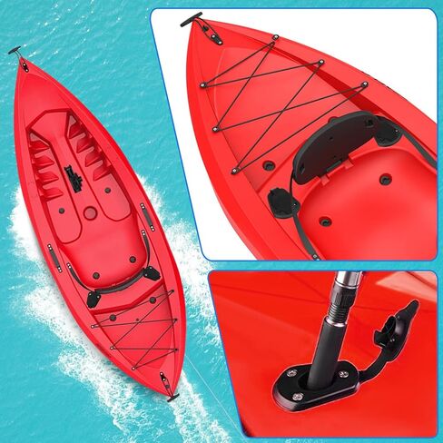 4 Pcs Kayak Deck Flush Mount Fishing Rod Holder with Cap Cover for Boat, Canoe and Tackle Accessory Tools, Black in Saudi Arabia