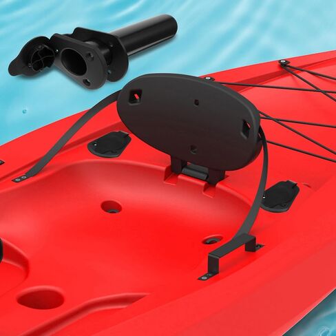 4 Pcs Kayak Deck Flush Mount Fishing Rod Holder with Cap Cover for Boat, Canoe and Tackle Accessory Tools, Black in Saudi Arabia