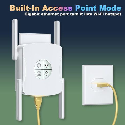 موسع نطاق WiFi 6 2026، معزز إشارة موسع WiFi مع منفذ جيجابت إيثرنت، نطاق مزدوج 2.4G&5.8G مكرر الإنترنت يغطي ما يصل إلى 12000 قدم، سرعة أسرع وغطاء أوسع، إعداد سهل in Kuwait