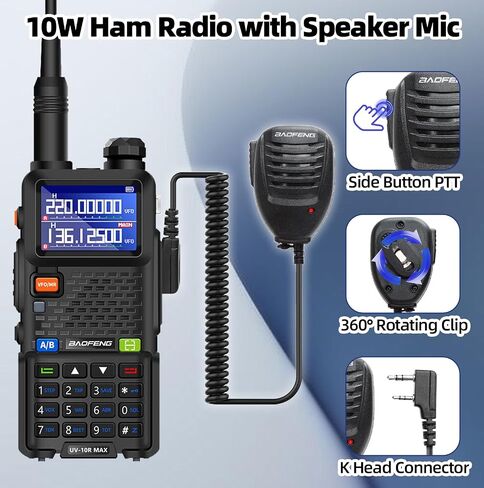 BAOFENG UV-10R MAX Ham Radio Handheld 10W Long Range Tactical NOAA Weather 999CH Rechargeable Walkie Talkies for Adults,Survival Gear, with 2500mAh Battery,Type-C Charging,2 Pack in Saudi Arabia