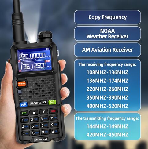 BAOFENG UV-10R MAX Ham Radio Handheld 10W Long Range Tactical NOAA Weather 999CH Rechargeable Walkie Talkies for Adults,Survival Gear, with 2500mAh Battery,Type-C Charging,2 Pack in Saudi Arabia