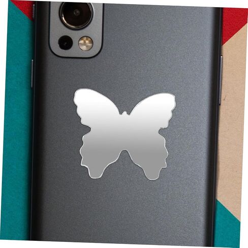Gadpiparty 5pcs Self-Adhesive Mini Mirror Decals for Smartphone Butterfly Shape Mirror Sticker Portable Makeup Stick Phone Back Phone Charm in Saudi Arabia
