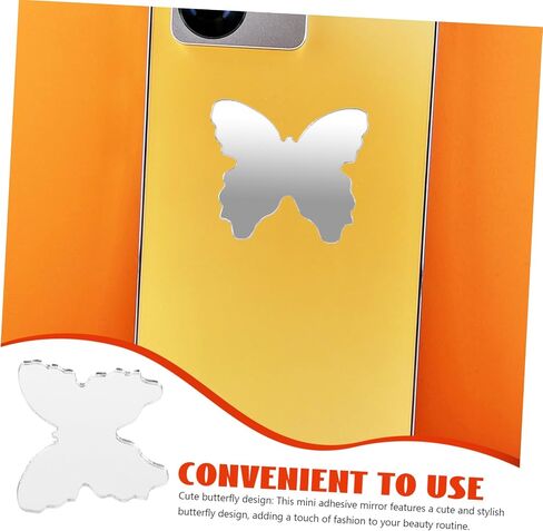 Gadpiparty 5pcs Self-Adhesive Mini Mirror Decals for Smartphone Butterfly Shape Mirror Sticker Portable Makeup Stick Phone Back Phone Charm in Saudi Arabia