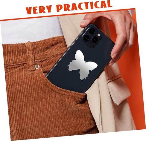 STOBOK 5pcs Mini Butterfly Shaped Self-Adhesive Mirror Decals for Phone Back Reflection for Makeup Decorative Butterfly Charms in Saudi Arabia