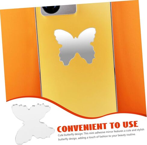 STOBOK 5pcs Mini Butterfly Shaped Self-Adhesive Mirror Decals for Phone Back Reflection for Makeup Decorative Butterfly Charms in Saudi Arabia
