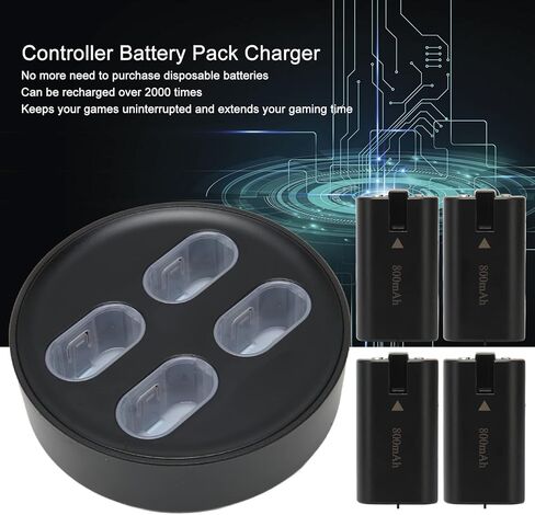 Fast Charging Controller Battery Packs, 4 x 800mAh Rechargeable Battery Pack Charger Station with LED Indicators for Xbox One S X in Saudi Arabia