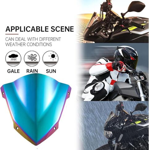Evomosa Motorcycle Windshield Windscreen Sports Visor Fits for MT-03 MT03 MT-25 MT25 2013 2020 2021 20-21 (Black) in Saudi Arabia