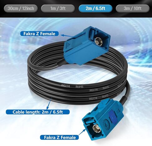 Fakra Z Female to Female 3 feet 1m Car Antenna Extension Cable for Vehicle Stereo Android Head Unit GPS Navigation Sirius XM Satellite Radio AM FM Radio 4G LTE Telematics Bluetooth Module in Saudi Arabia