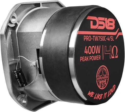 مكبر صوت DS18 PRO-TW750C-4/SL مقاس 4 بوصات مزود بملف صوتي من التيتانيوم مقاس 1.5 بوصة ومغناطيس فريت كبير الحجم بقدرة 200 وات 4 أوم، فضي، فردي in Saudi Arabia