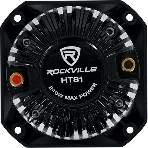 Rockville HT81 240W Titanium Tweeter 8 Ohm Compressor Driver، حساسية عالية، حامل ضحل، تردد واسع، مثالي لأنظمة صوت السيارة ودي جي in Saudi Arabia