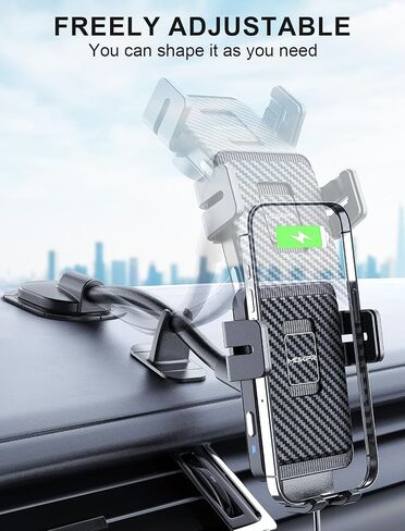 MOKPR Wireless Car Charger, Adjustable Gooseneck Car Mount Auto-Clamping Car Charger, Dashboard [with Anti Shake stabilizer] Phone Holder fit for iPhone 17 16 15 14 13 12, Samsung S24 S23 S22, etc in Saudi Arabia