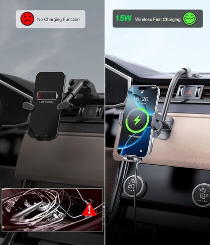 MOKPR Wireless Car Charger, Adjustable Gooseneck Car Mount Auto-Clamping Car Charger, Dashboard [with Anti Shake stabilizer] Phone Holder fit for iPhone 17 16 15 14 13 12, Samsung S24 S23 S22, etc in Saudi Arabia