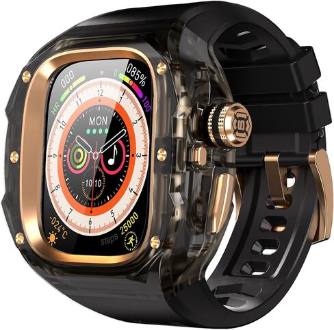 VeveXiao Rugged Case with Band Compatible with Apple Watch Ultra 3/Ultra 2 49mm Band,No Tools one click Open Protective Cover Bumper for iWatch Ultra Silicone Strap Transparent Black Black in Saudi Arabia