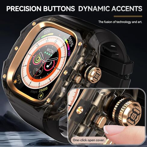 VeveXiao Rugged Case with Band Compatible with Apple Watch Ultra 3/Ultra 2 49mm Band,No Tools one click Open Protective Cover Bumper for iWatch Ultra Silicone Strap Transparent Black Black in Saudi Arabia