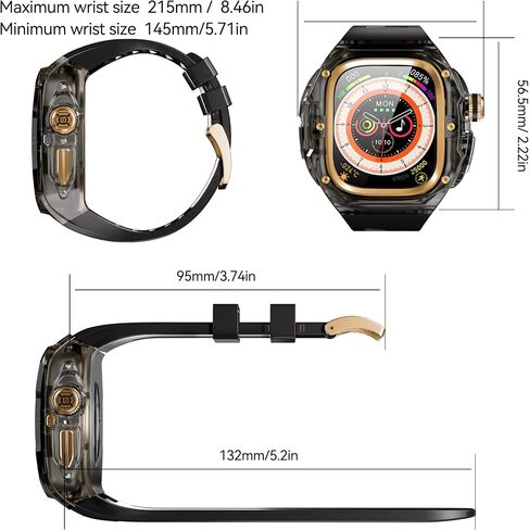VeveXiao Rugged Case with Band Compatible with Apple Watch Ultra 3/Ultra 2 49mm Band,No Tools one click Open Protective Cover Bumper for iWatch Ultra Silicone Strap Transparent Black Black in Saudi Arabia