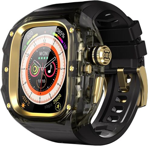 VeveXiao Rugged Case with Band Compatible with Apple Watch Ultra 3/Ultra 2 49mm Band,No Tools one click Open Protective Cover Bumper for iWatch Ultra Silicone Strap Transparent Black Black in Saudi Arabia