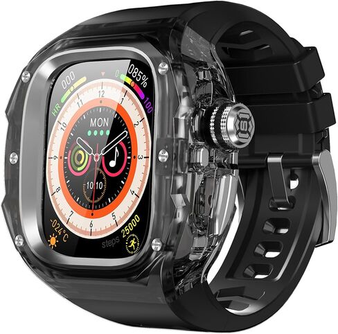 حافظة لساعة Apple Watch Ultra 3/2/1 مقاس 49 مم [تصميم مفتوح بنقرة واحدة] [إطار داخلي من سبائك الألومنيوم] [مقاوم للصدمات من الدرجة العسكرية] غطاء فاخر ومتين مع حزام لساعة Apple 49 مم (أسود إجمالي) in Kuwait