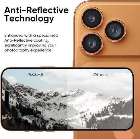 FLOLAB NanoArmour for iPhone 17 Pro Max/iPhone 17 Pro Camera Lens Protector - Anti-Reflective, Durable Tempered Glass with Aluminum Ring, TruColors, Ultra Clear, Easy Install - Deep Blue in Saudi Arabia