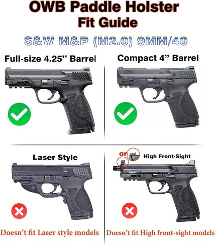 M P 2.0 9mm Holster for S&W M&P 9mm/.40 Full-Size, S&W M&P 2.0 9mm/40 Compact(Not for Shield), Belt Carry Gun Holster, Adjustable Cant OWB Paddle MP Holster & Quick Draw - Right Handed in Saudi Arabia