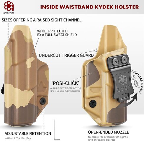 Sig P365 Holster IWB Kydex Custom Fit: Sig Sauer P365 / P365-SAS / P365X مسدس - داخل حزام الخصر المخفي - Adj. احتفاظ غير قادر و"Posi-Click" - بدون تآكل - بدون توتر - صنع في الولايات المتحدة الأمريكية بواسطة Amberide in Kuwait