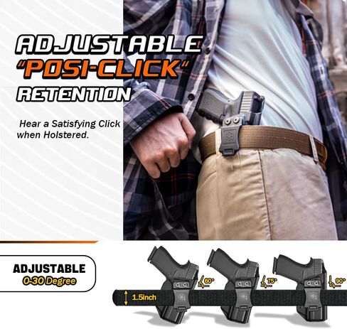 Amberide M&P 380 Shield EZ Holster، IWB Kydex حافظة حمل مخفية لـ Smith & Wesson M&P 380 Shield EZ .380 مسدس مع قدرة قابلة للتعديل والاحتفاظ بنقرة بوسي، تصميم نحيف مصنوع في الولايات المتحدة in Kuwait