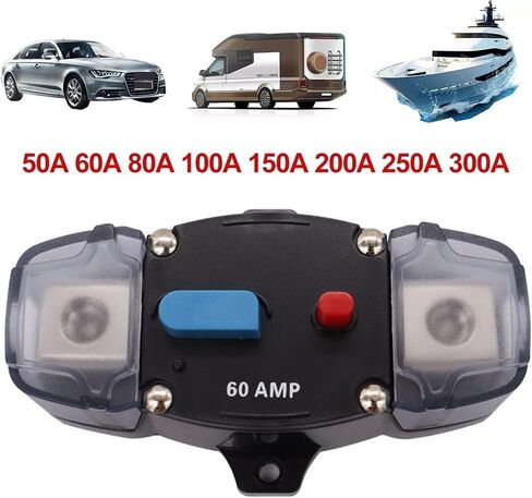 12-48V Circuit Breaker 50-300A Circuit Breaker Stereo Audio Car Fuse Holder AGU Style Stereo Amplifier Refit 4GA Cable Car Fuse(Green) in Saudi Arabia
