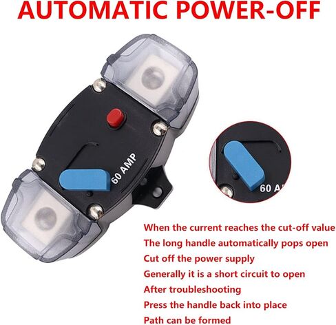 DC 12-48V Automatic Circuit Breaker Reset 50A 60A 80A 100A 150A 200A 250A 300A Car AGU Style Stereo Amplifier 4GA Fuse Holder(OneColor) in Saudi Arabia
