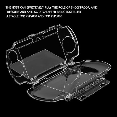 Transparent Protective Case for PSP, Hard Case Clear Protective Cover Stylish Shockproof Replacement for 2000 3000 Game Console with Movie Bracket in Saudi Arabia