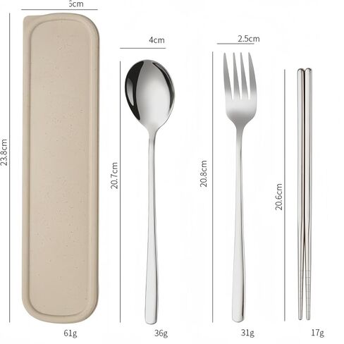 3pcs Travel Utensils with Case,Portable Silverware Set for Work, Stainless Steel Reusable Travel Cutlery Set, Fork and Spoon Set for Camping, Picnic, Gadgets, Lunch Box for Men, Black in Saudi Arabia