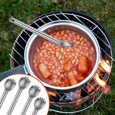 4 Pcs Titanium Long Handle Spork and Spoon 8.7 Inch Soup Spoon Ultralight Portabale Flatware Camping Spork Utensil for Outdoor Camping Backpacking Hiking Travel Picnic in Saudi Arabia
