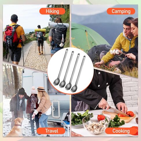 4 Pcs Titanium Long Handle Spork and Spoon 8.7 Inch Soup Spoon Ultralight Portabale Flatware Camping Spork Utensil for Outdoor Camping Backpacking Hiking Travel Picnic in Saudi Arabia