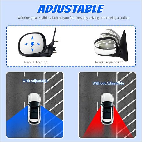 PZ Front Left & Right Side Manual Dual Glass Side View Door Mirror Compatible for 02-08 FORD E150 E250 E350 E450 E550 Club Wagon Econoline Super Duty Fits FO1320253 FO1321253 3C2Z17682FAA 3C2Z17683FAA in Saudi Arabia