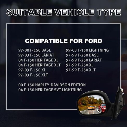 PZ Front Left & Right Side Manual Dual Glass Side View Door Mirror Compatible for 02-08 FORD E150 E250 E350 E450 E550 Club Wagon Econoline Super Duty Fits FO1320253 FO1321253 3C2Z17682FAA 3C2Z17683FAA in Saudi Arabia
